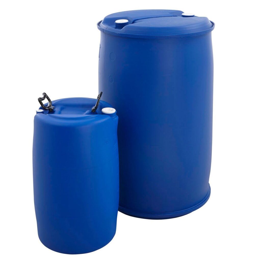 Close Top Blue Plastic Drums