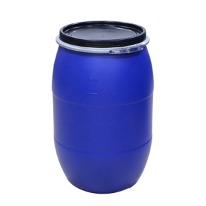 150 litre open top blue plastic drums