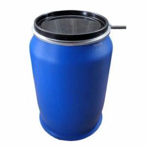 250 litre open top blue plastic drums