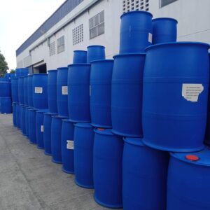 used 210 litre open top blue plastic drums