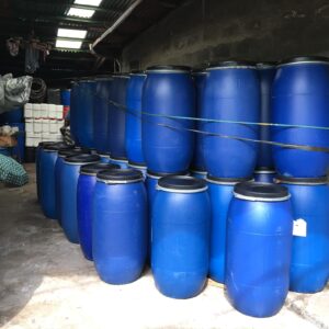 image-4910 used 210 litre open top blue HDPE plastic drums